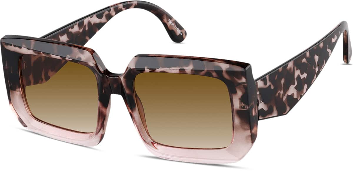 Angle view of Rectangle Sunglasses T01462515 in Tortoiseshell