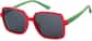 Angle view of Kids' Square Sunglasses T01611812 in Red thumbnail