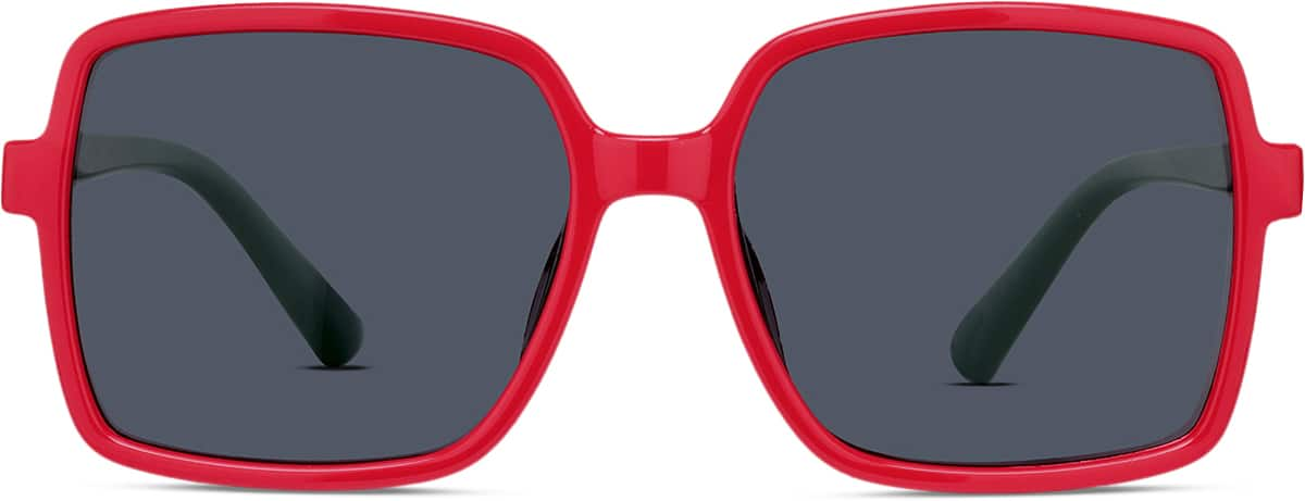 Front view of Kids' Square Sunglasses T01611812 in Red