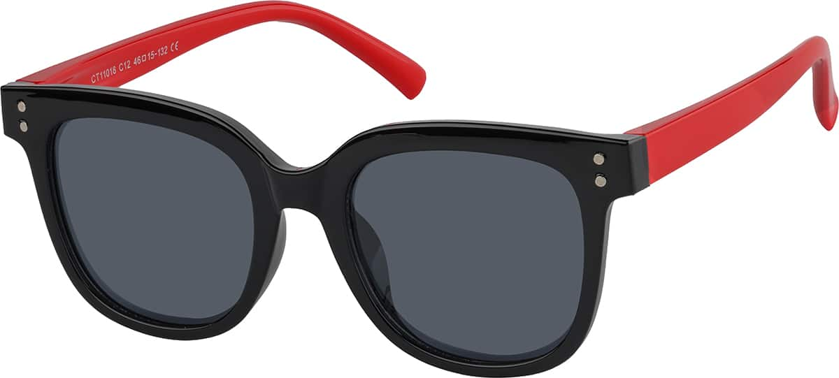 Angle view of Kids' Square Sunglasses T01632112 in Black