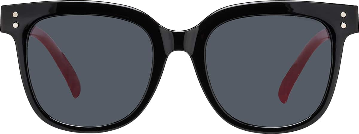 Front view of Kids' Square Sunglasses T01632112 in Black