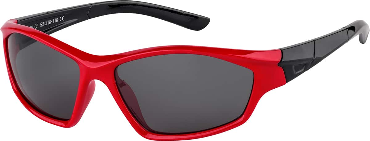 Angle view of Kids' Rectangle Sunglasses T01641812 in Red