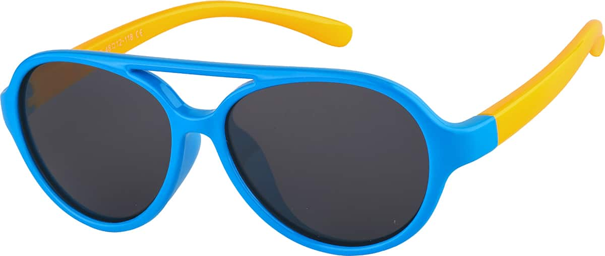 Angle view of Kids' Aviator Sunglasses T01651612 in Blue