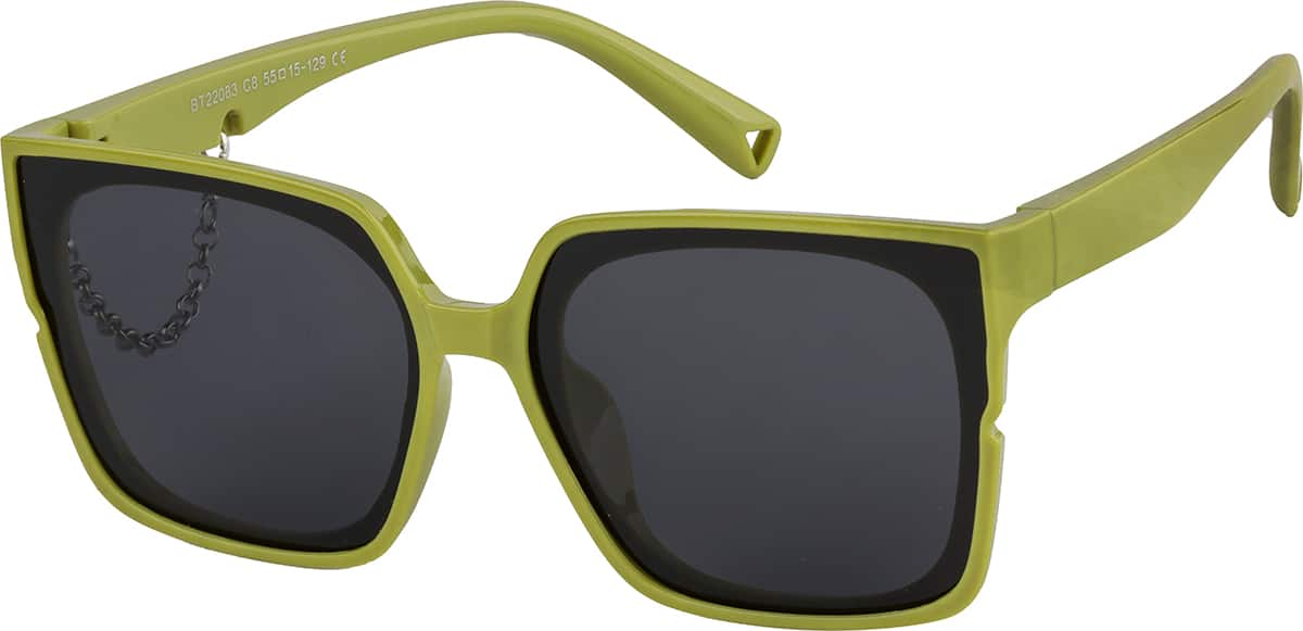 Angle view of Kids' Square Sunglasses T01672412 in Green