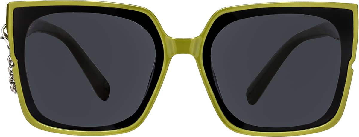 Front view of Kids' Square Sunglasses T01672412 in Green