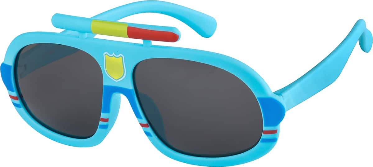 Angle view of Kids' Aviator Sunglasses T01691612 in Blue