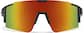Front view of Wrap-Around Shield Sunglasses T01762118 in Black with Gold Mirror thumbnail