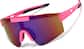Angle view of Wrap-Around Shield Sunglasses T01851917 in Pink with Purple Mirror thumbnail