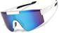 Angle view of Wrap-Around Shield Sunglasses T01853016 in White with Blue Mirror thumbnail