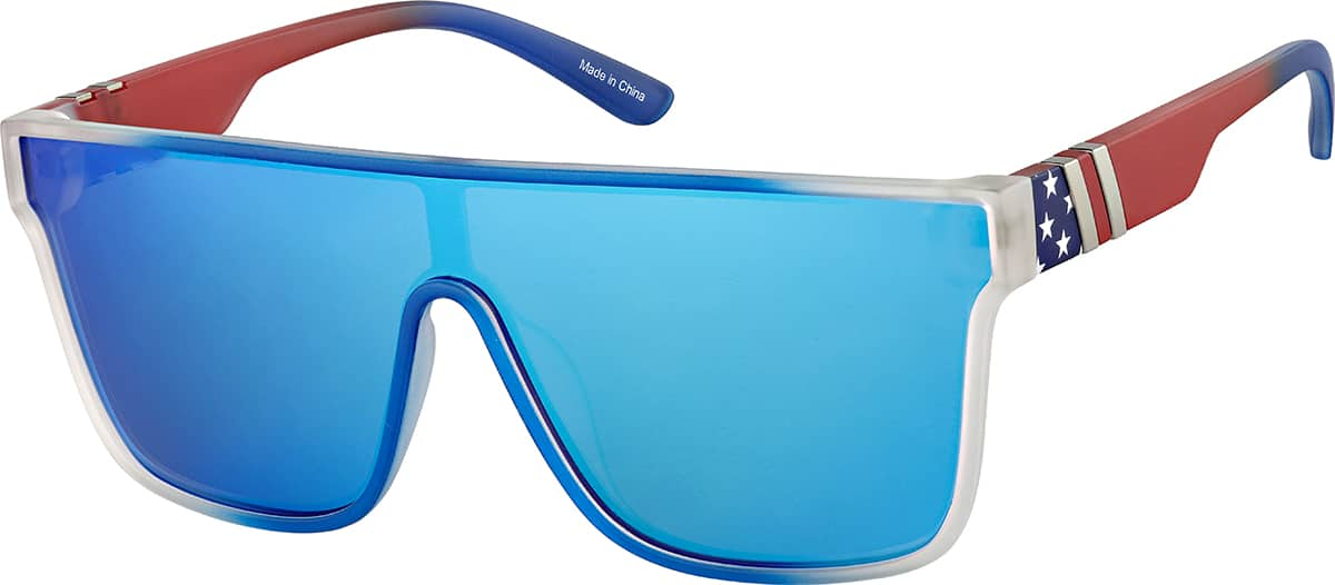 Angle view of Square Polarized Sunglasses T01891616 in Blue