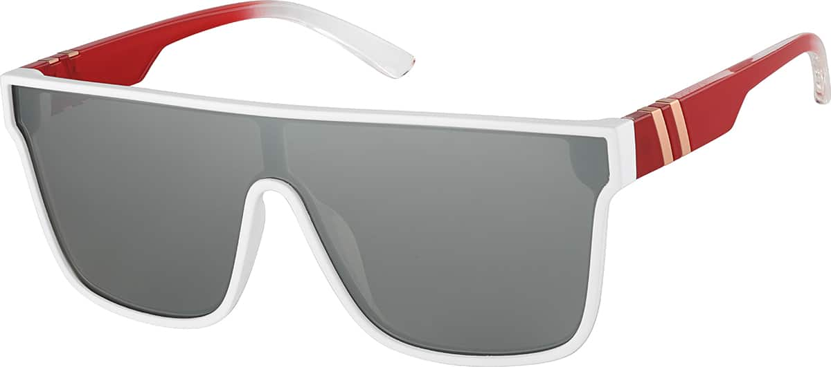 Angle view of Square Polarized Sunglasses T01893011 in White