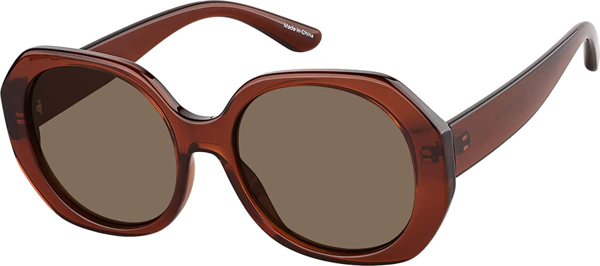 Angle view of Round Sunglasses T01921515 in Brown