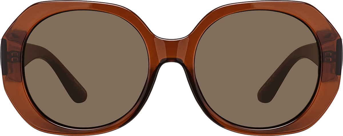 Front view of Round Sunglasses T01921515 in Brown