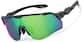 Angle view of Wrap-Around Shield Sunglasses T02051224 in Black with Iredescent Mirror thumbnail