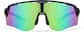Front view of Wrap-Around Shield Sunglasses T02051224 in Black with Iredescent Mirror thumbnail