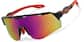 Angle view of Wrap-Around Shield Sunglasses T02052118 in Black with Flame Mirror thumbnail