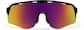 Front view of Wrap-Around Shield Sunglasses T02052118 in Black with Flame Mirror thumbnail