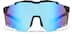 Wrap-Around Shield Sunglasses T02062116 in Black with Sky Blue  Mirror