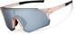 Angle view of Wrap-Around Sports Sunglasses T02071911 in Pink with Silver Mirror thumbnail