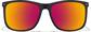 Front view of Square Sports Sunglasses T02112116 in Black with Flame Mirror thumbnail