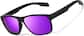 Angle view of Rectangle Sports Sunglasses T02152117 in Black with Purple Mirror thumbnail