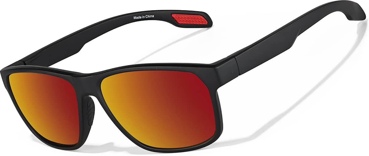 Angle view of Rectangle Sports Sunglasses T02152142 in Black