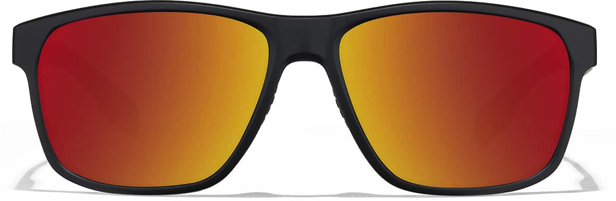 Front view of Rectangle Sports Sunglasses T02152142 in Black