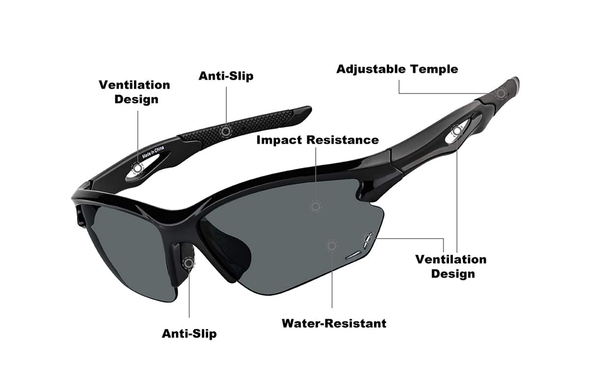 Image of Half Rim Wrap-Around Sunglasses