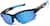 Angle view of Half Rim Wrap-Around Sunglasses T02162116 in Black with Blue Mirror thumbnail