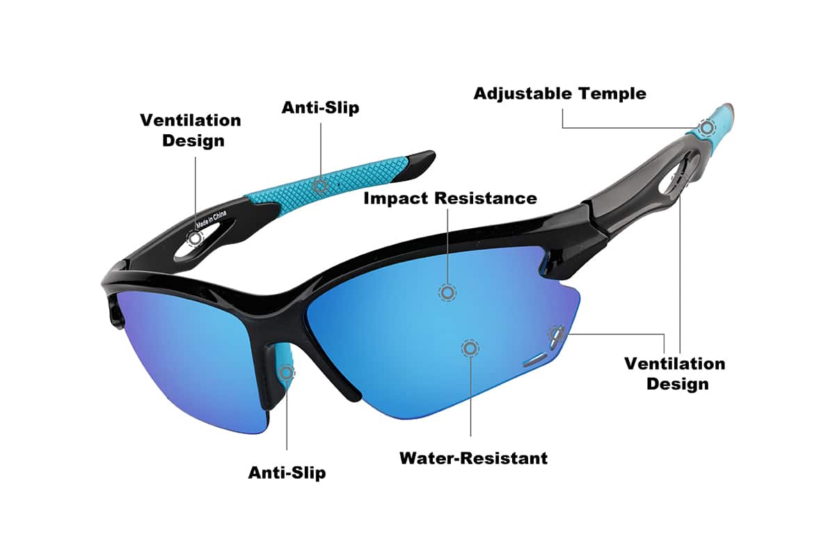 Image of Half Rim Wrap-Around Sunglasses