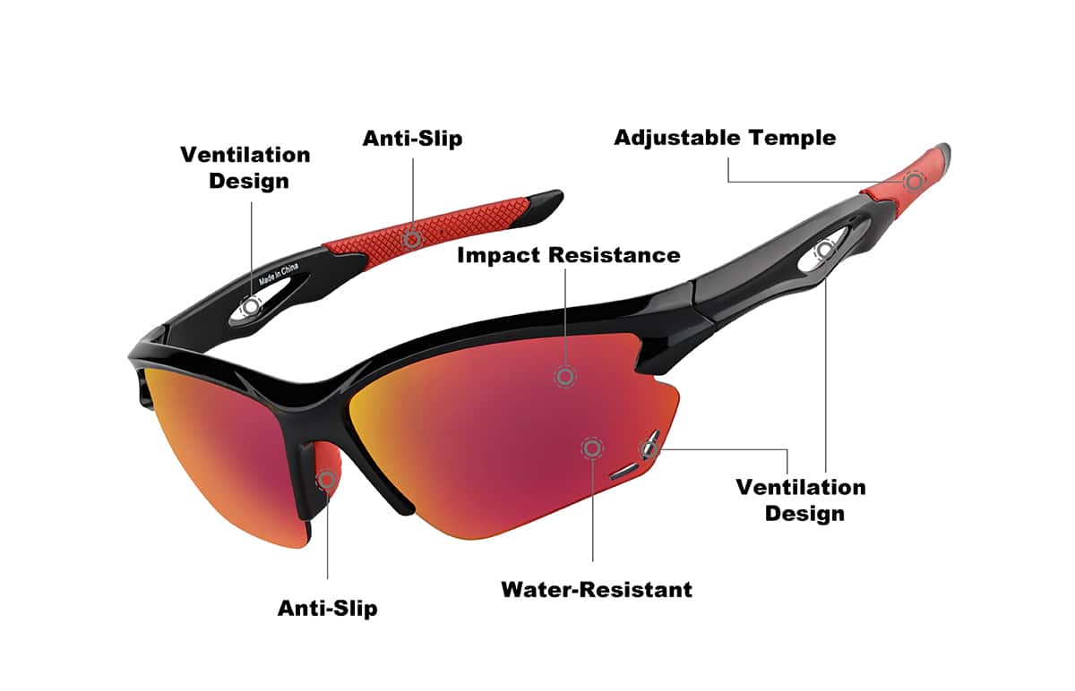 Image of Half Rim Wrap-Around Sunglasses