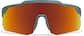 Front view of Wrap-Around Shield Sunglasses T02171618 in Blue with Flame Mirror thumbnail