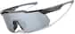 Angle view of Wrap-Around Shield Sunglasses T02172112 in Black with Silver Mirror thumbnail