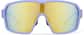 Front view of Wrapped Shield Sunglasses T02221614 in Purple with Gold Mirror thumbnail