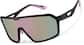 Angle view of Wrapped Shield Sunglasses T02221919 in Black with Pink Mirror thumbnail