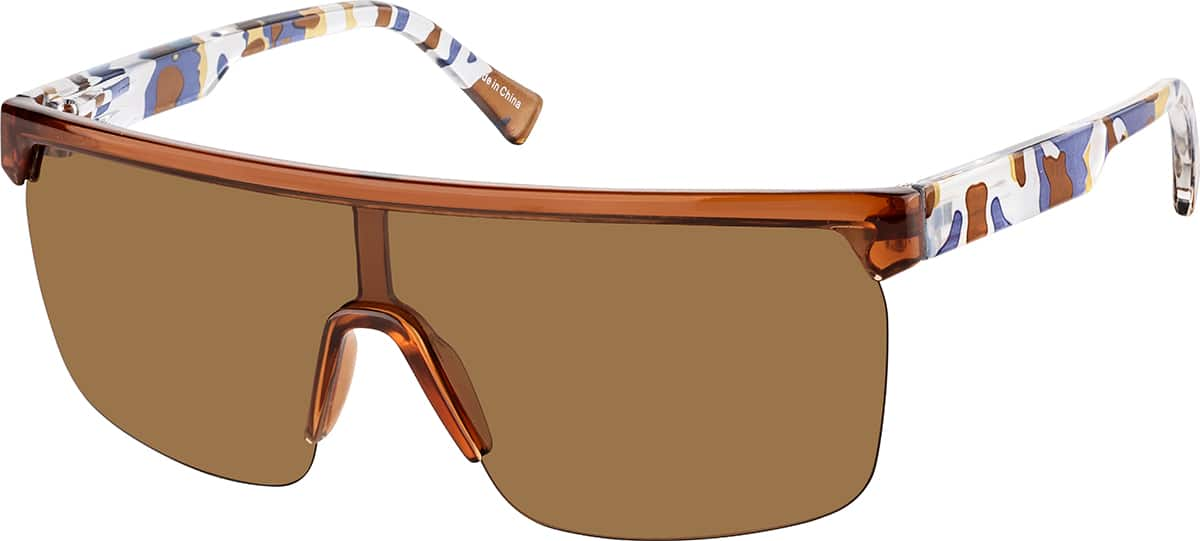 Angle view of Aviator Polarized Sunglasses T02271515 in Brown