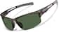 Angle view of Half Rim Wrap-Around Sunglasses T02281224 in Gray with Green Lens thumbnail