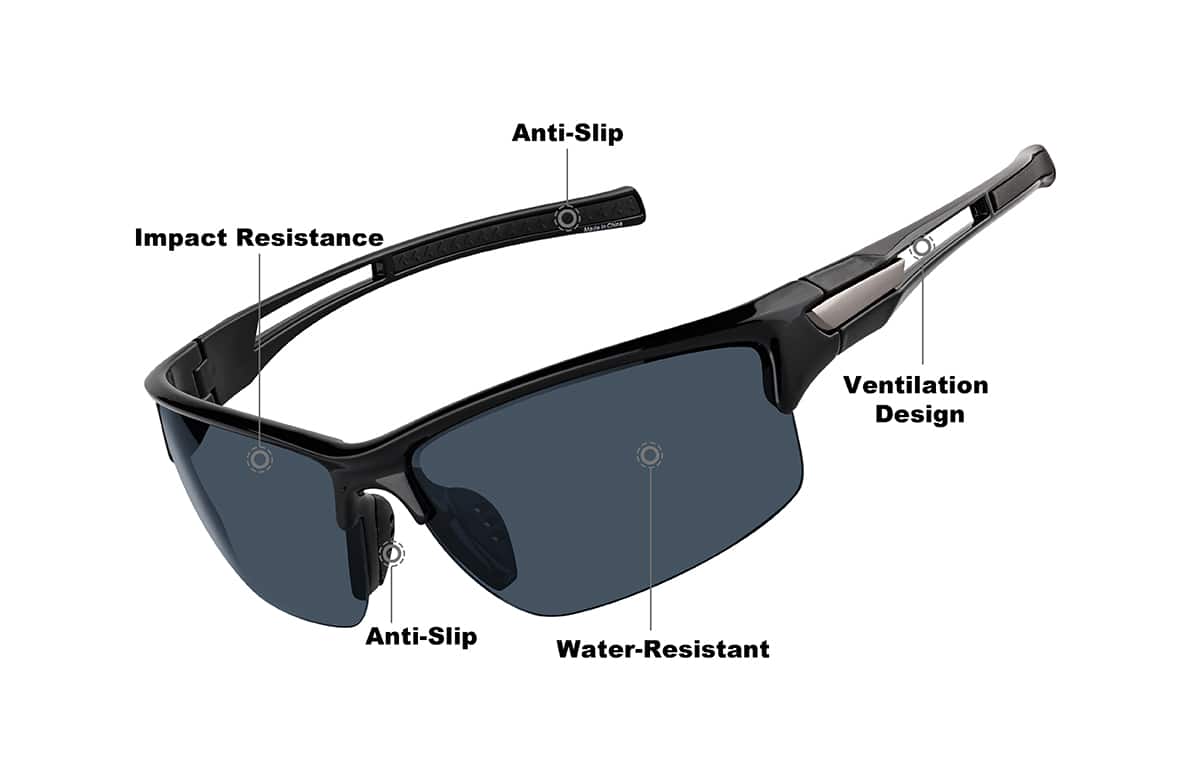 Image of Half Rim Wrap-Around Sunglasses