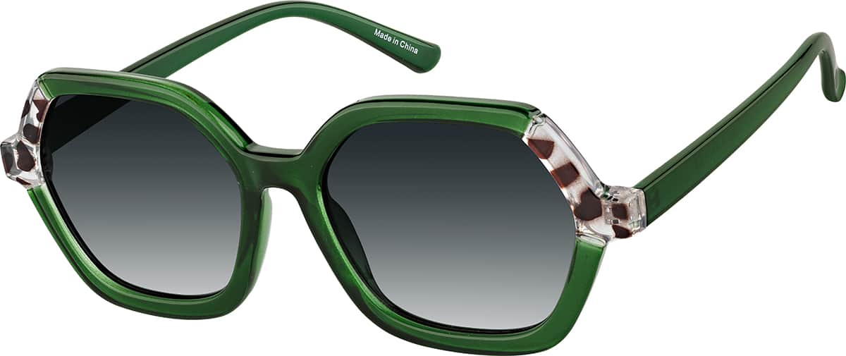 Angle view of Geometric Sunglasses T02302412 in Green