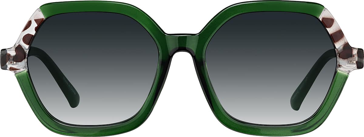 Front view of Geometric Sunglasses T02302412 in Green