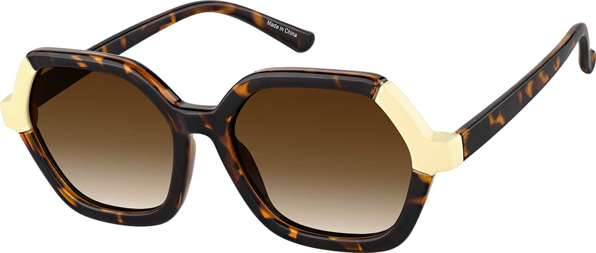 Angle view of Geometric Sunglasses T02302515 in Tortoiseshell