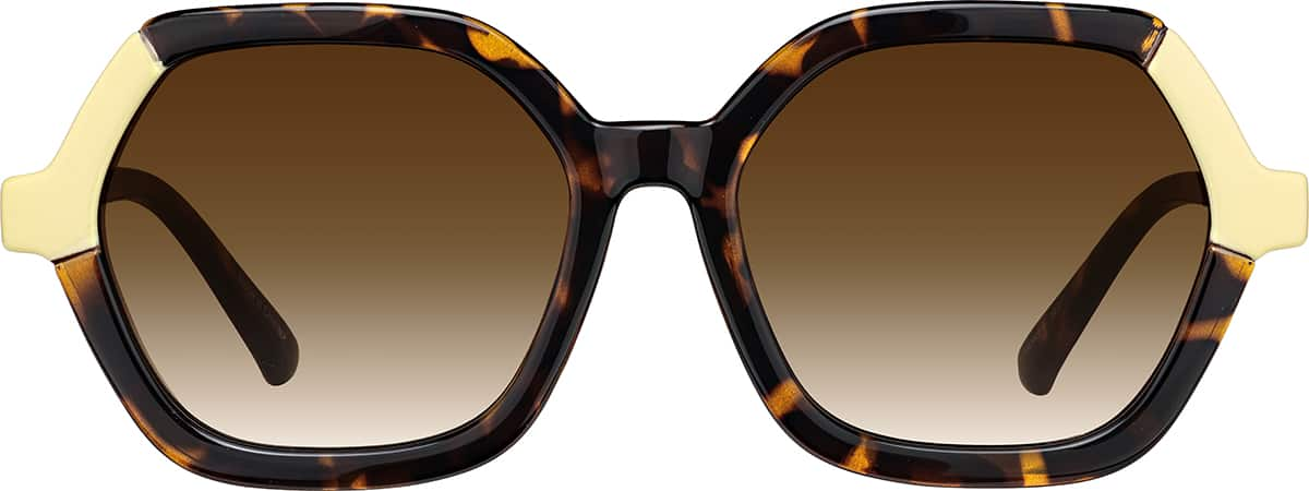 Front view of Geometric Sunglasses T02302515 in Tortoiseshell