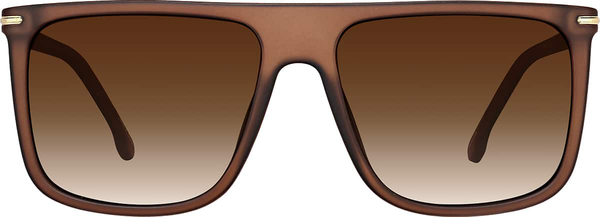 Front view of Square Sunglasses T02371515 in Brown