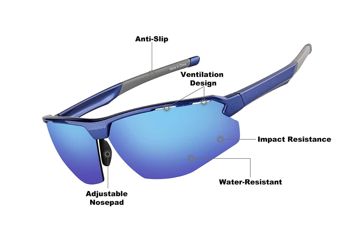 Image of Wrap-Around Half Rim Sunglasses