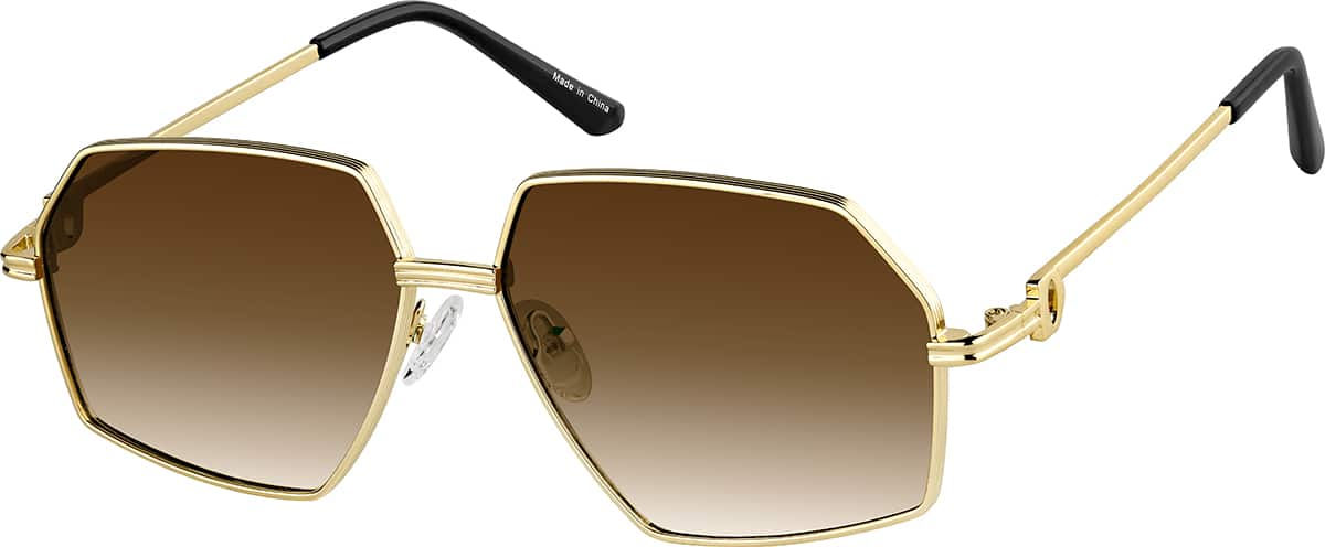 Angle view of Geometric Sunglasses T04031415 in Gold