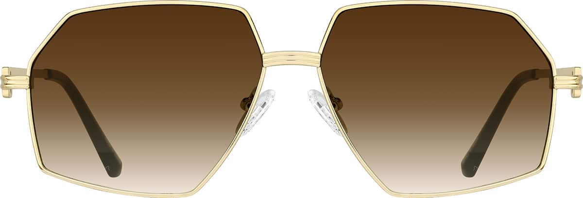 Front view of Geometric Sunglasses T04031415 in Gold