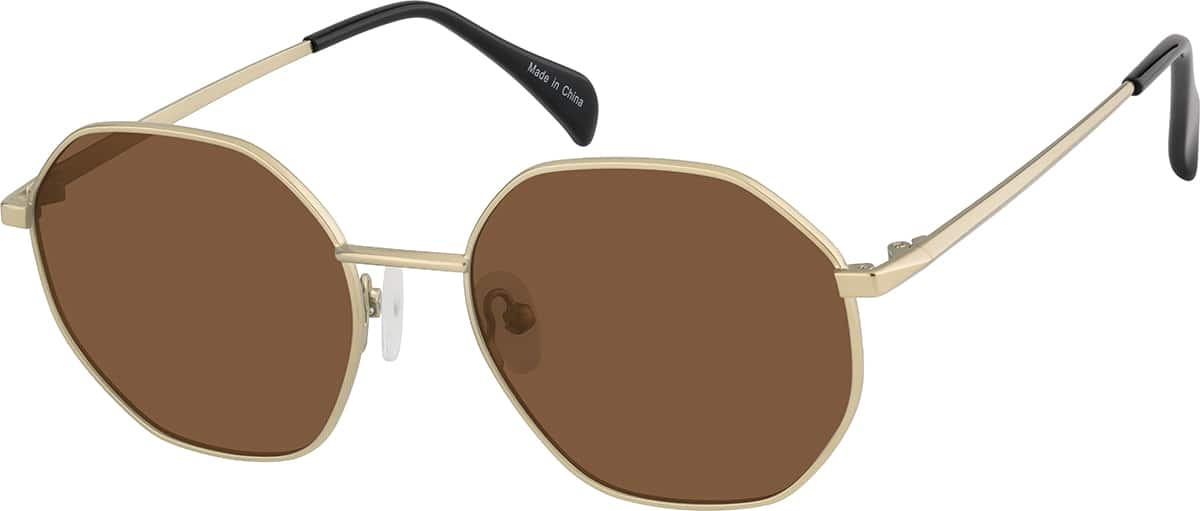 Angle view of Geometric Sunglasses T04051415 in Gold