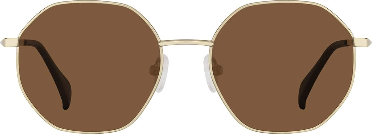 Front view of Geometric Sunglasses T04051415 in Gold