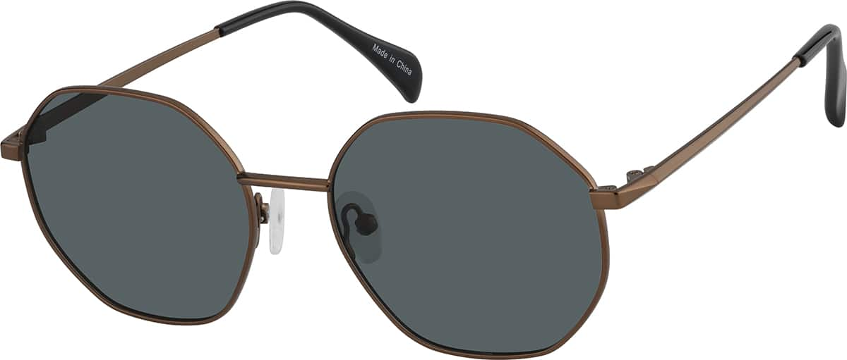 Angle view of Geometric Sunglasses T04051512 in Brown