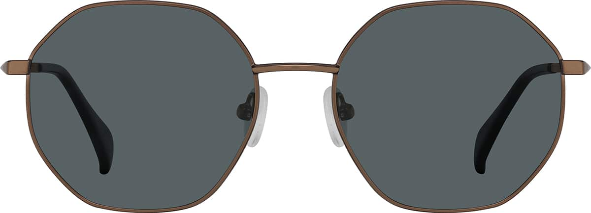 Front view of Geometric Sunglasses T04051512 in Brown